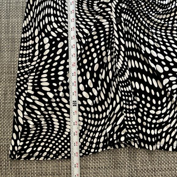 SANCTUARY Daydream Stretch Knit Black Whitev Geo Pattern Ruched Dress 3X NWT - Picture 5 of 6